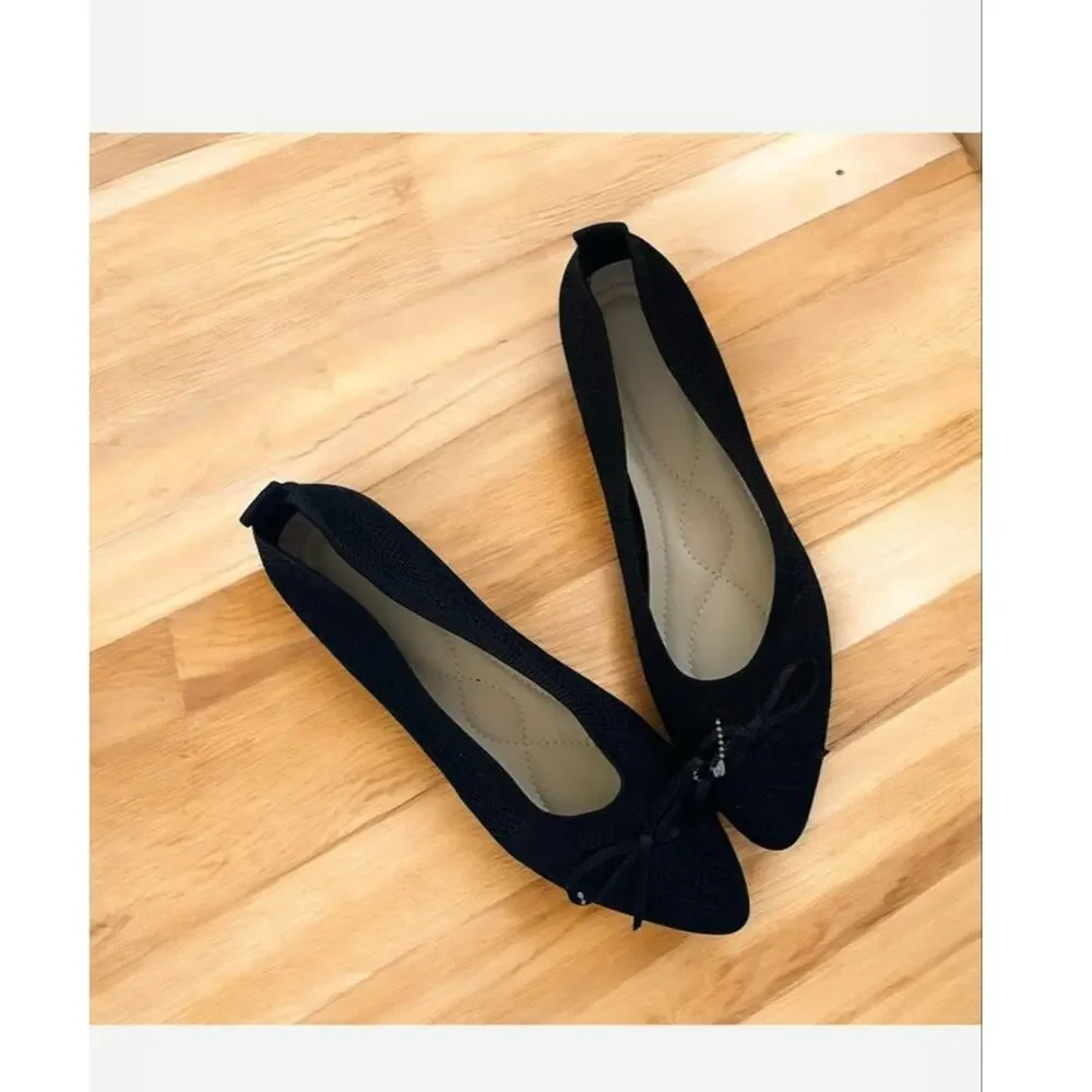 Miluxas Women's Flats Shoes Comfortable Dressy Pointed Toe Ballet Flat Black 9.5